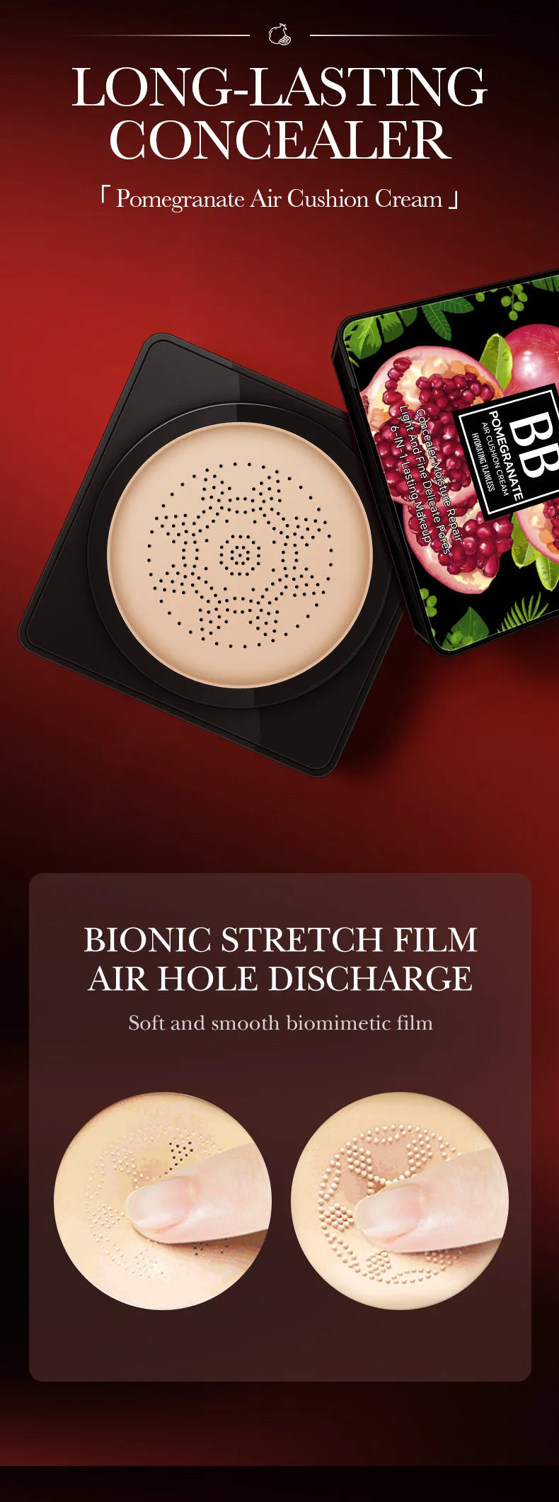 Coussin d'air CC Crème Fond de teint tête de champignon Hydratant Longue tenue Cosmétiques visage Éclaircissant naturel Base de teint Maquillage