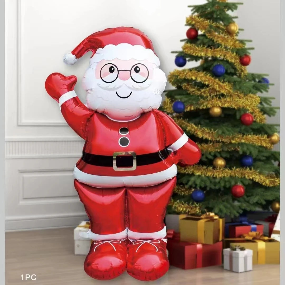 1pc New Extra Large Standing Santa Claus Foil Balloon Christmas Holiday Party Decoration New Year Birthday Supplies Easter Gift - Lootquake
