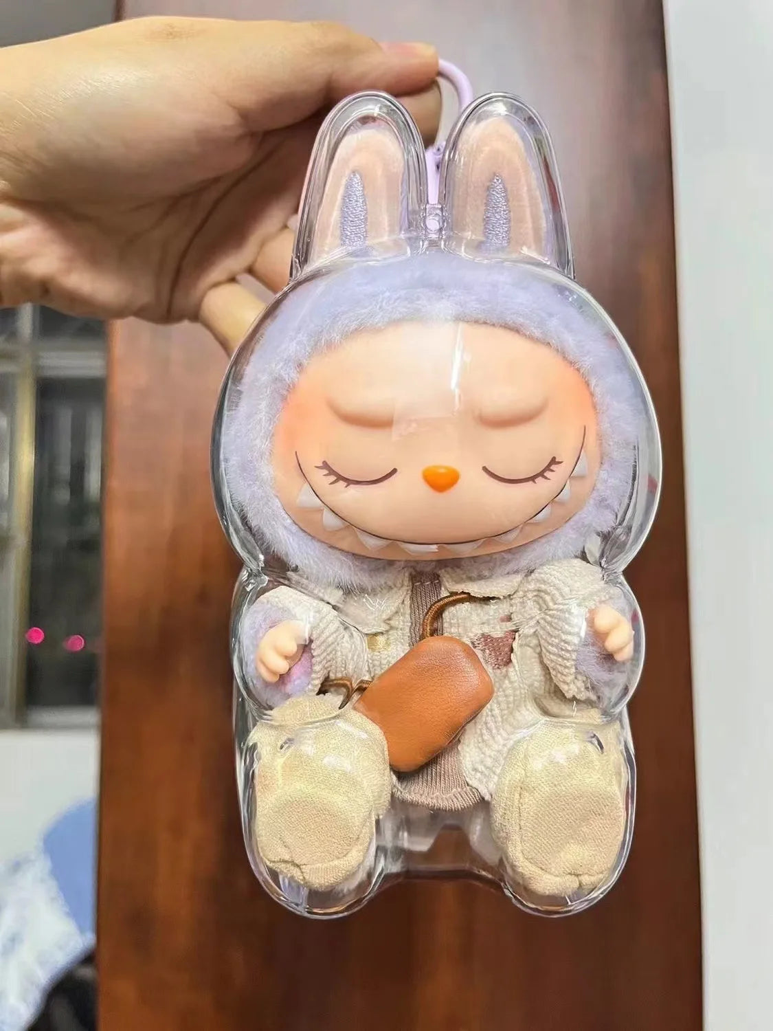 Coque de protection transparente LABUBU V1 V2, macaron debout, housse de protection anti-poussière, étui de protection pour poupée labubu