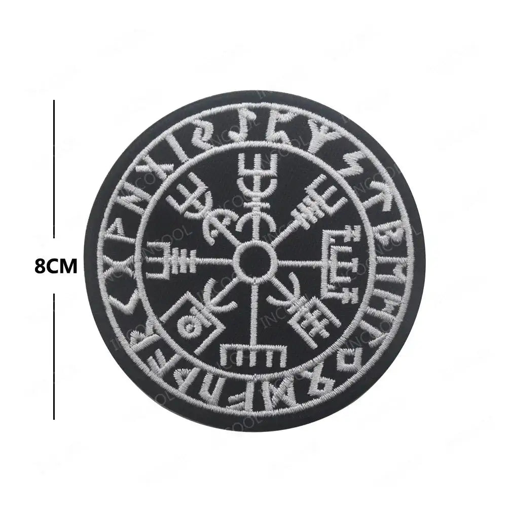 Embroidered Northern Europe Viking Compass Patches Rubber Viking Valknut Norse Runic Odin God Runes Glow In Dark - Lootquake