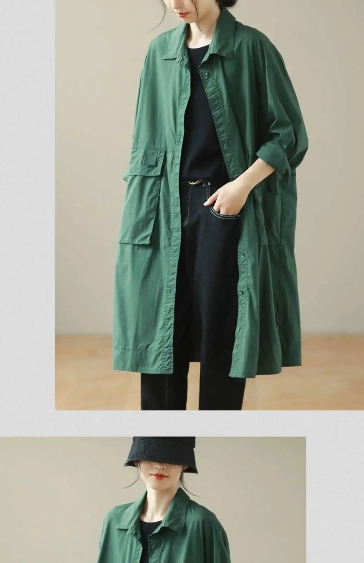 9290 Spring Fall Trench Coat Women Mid Length Windbreaker Single-breasted Double Pockets Casual Loose Overcoat Female Outerwear - Lootquake