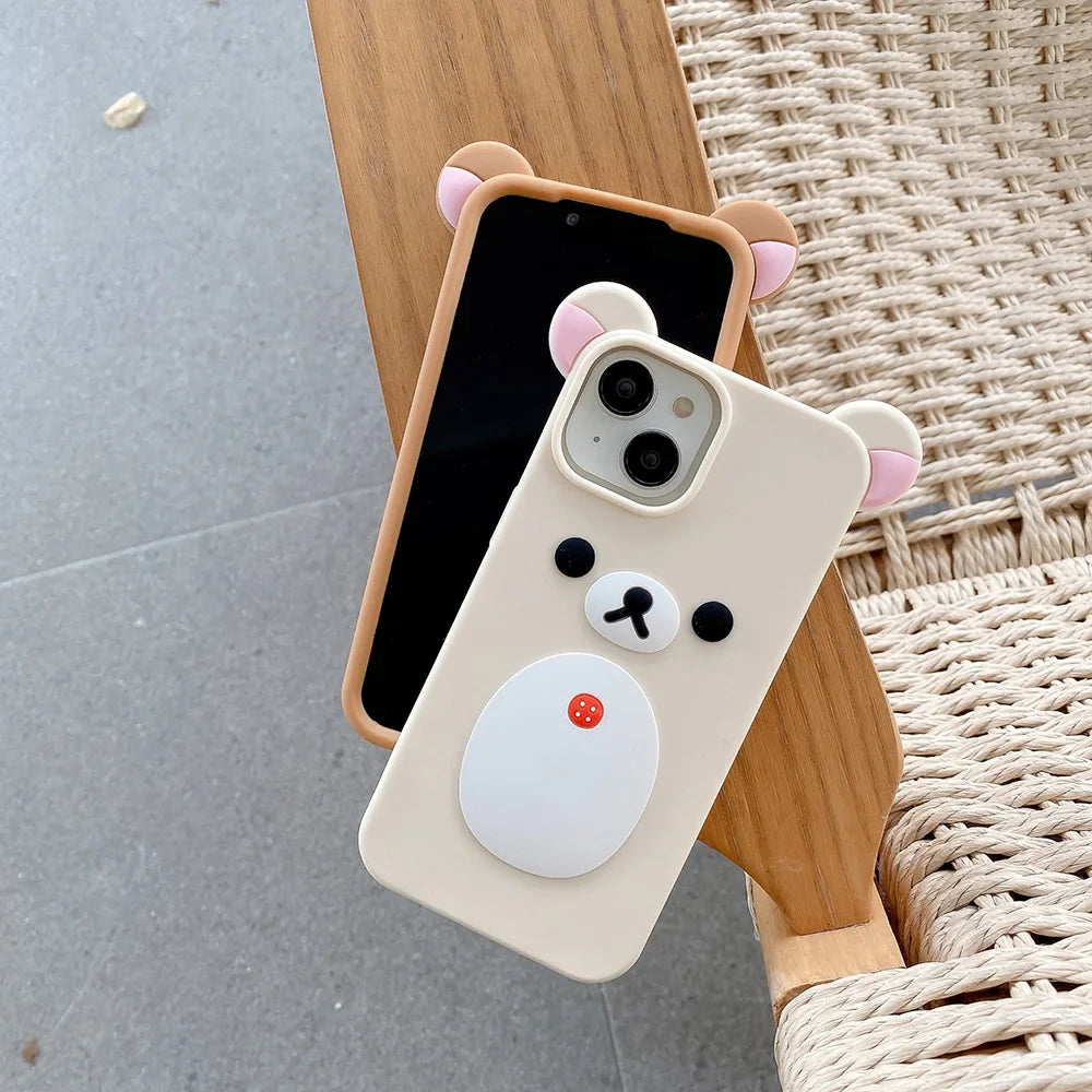 Funda de silicona suave para teléfono con diseño de oso Rilakkuma de dibujos animados