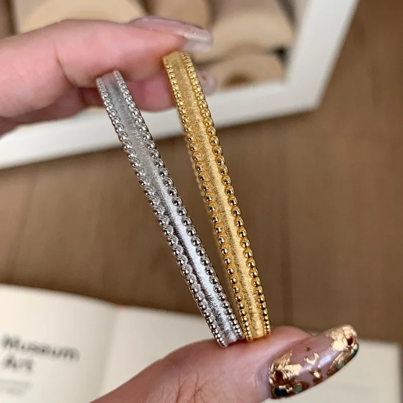 Classic silver 925 Light Luxury Round Bead Lace Brushed bracelet for women New in Simplicity Fashion bangles banquet Jewelry - Lootquake