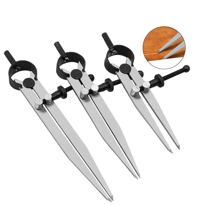 Adjustable Leather Compass Lockable Carbon Steel Divider Wing Creaser DIY Leathercraft Rotating Line Scribing Gauge Caliper Tool - Lootquake