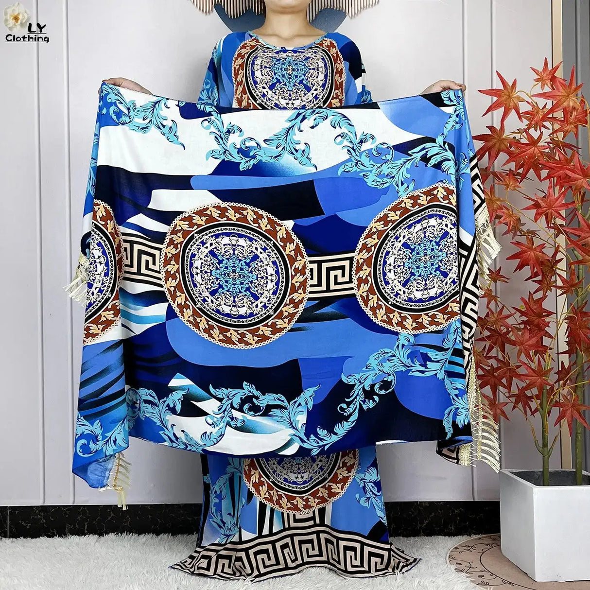 2024 Latest Muslim Sets Women Clothing Cotton Floral Loose Dashiki Long Dress African Abaya Dubai Traditional Islamic Clothing