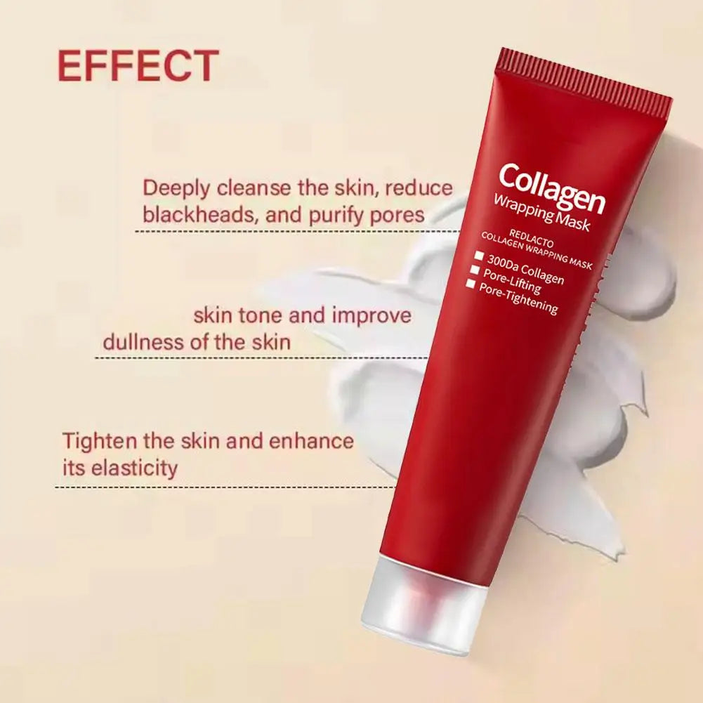 Mascarilla despegable de colágeno, mascarilla hidratante de colágeno rojo lacto, mascarilla envolvente de limpieza profunda, mascarilla facial envolvente nocturna, elasticidad de la piel.