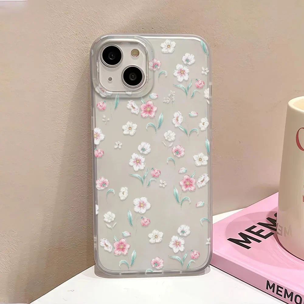 Funda de flores para iPhone, translúcida, fina y sedosa.