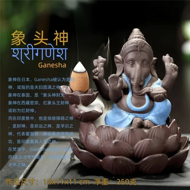 Escultura artesanal de arenisca, meditación sentada, estatua de Buda, escultura de elefante Ganesha, quemador de incienso, decoración Feng Shui,