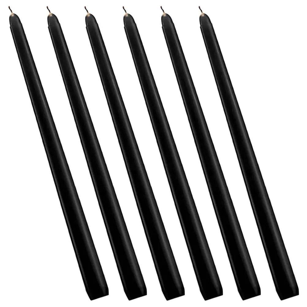 6pcs Tall Taper Paraffin Wax Candles Black Unscented Candles Bulk Pack Decorations For Wedding Home Party Events