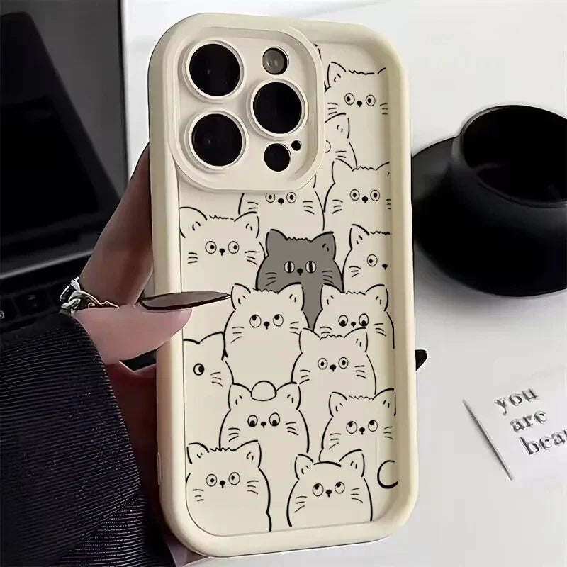 Funda de teléfono original y divertida con diseño de gato y mujer