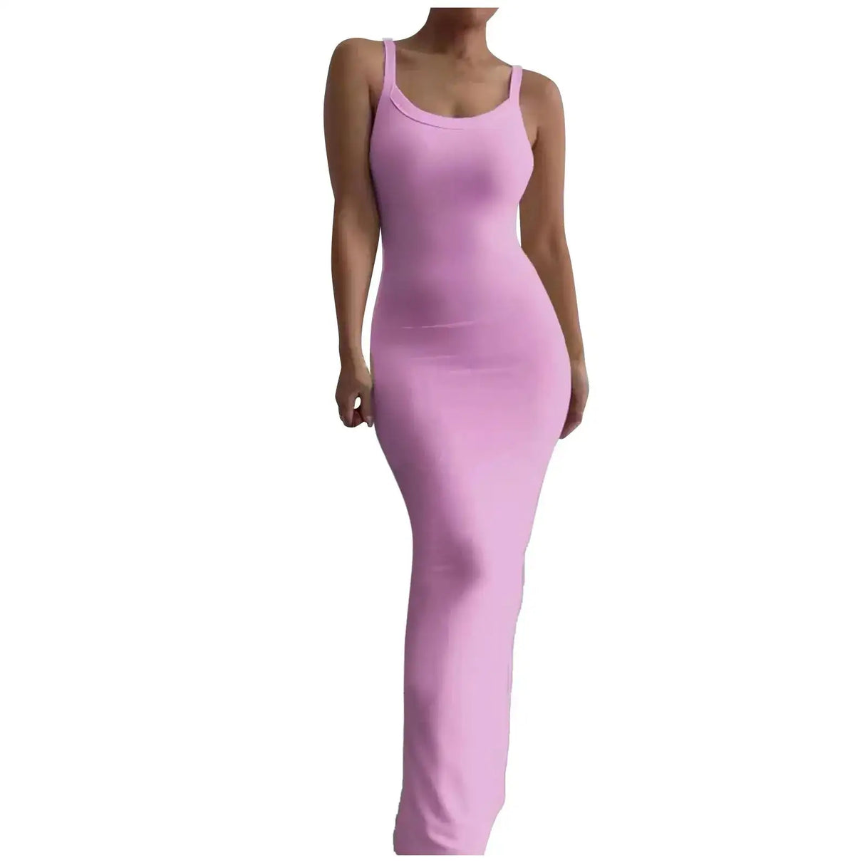 Women's Bodycon Maxi Dress Summer Sleeveless Long Dress For Beach Holiday Vacation Robes Femmes Solid Color Slim Fit Dresses - Lootquake