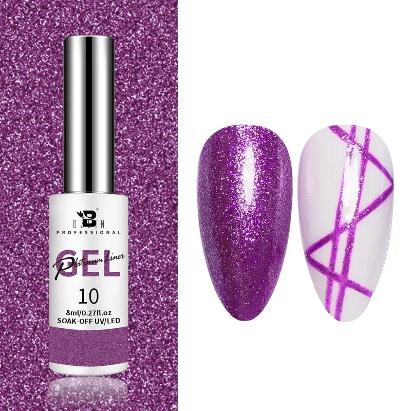 Esmalte de uñas en gel semipermanente, efecto espejo metálico, cromado, superbrillante, francés, UV LED, 5 ml, dorado y plateado.