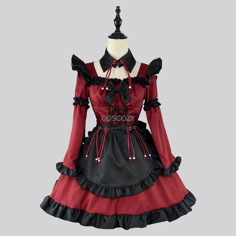 Halloween Gothic Maid Devil Cosplay Costumes Sweet Lolita Party Princess Dress Apron Headwear Neckwear Women Plus Size Cos