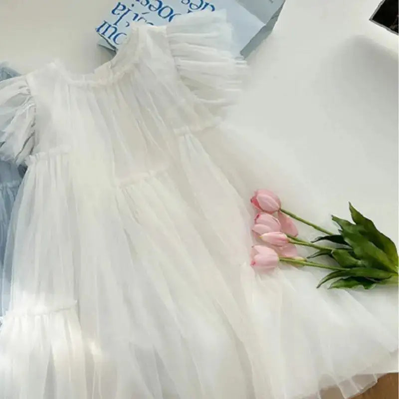Fashion Baby Girl Princess Tutu Long Dress Fly Sleeve Infant Toddler Mesh Tulle Vestido Party Pageant Birthday Ball Gown 1-12Y - Lootquake