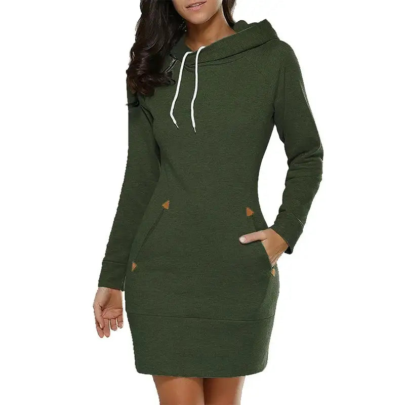 Women Winter Warm Hooded Pullover Sweatshirt Long Dress Sweatshirt Hoodies Women - Lootquake