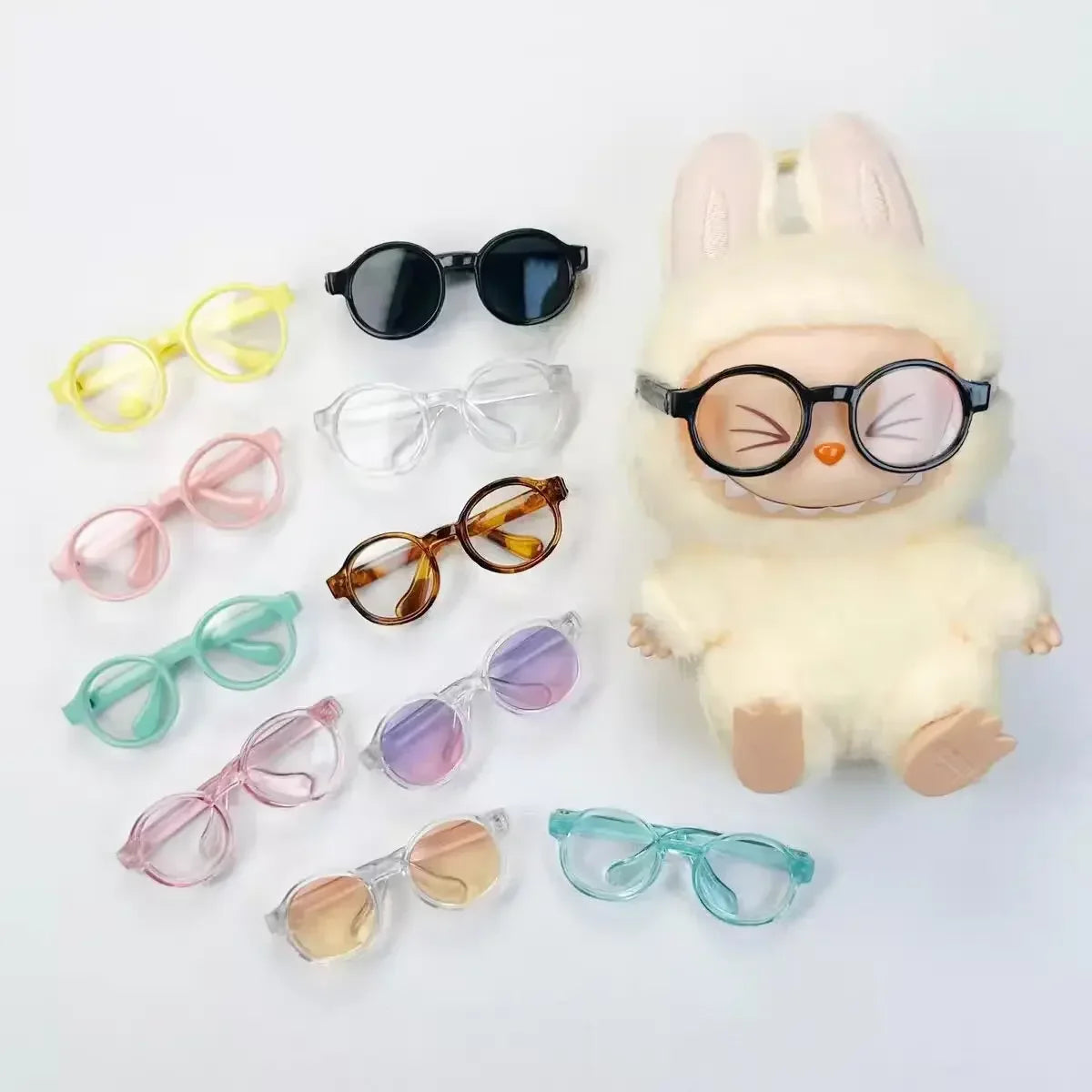 Lunettes en plastique transparentes Labubu de 6,5 cm pour poupées BJD 1/8, 1/6, 1/3 et 1/4, pour Labubu MSD SD Plush et EXO Doll