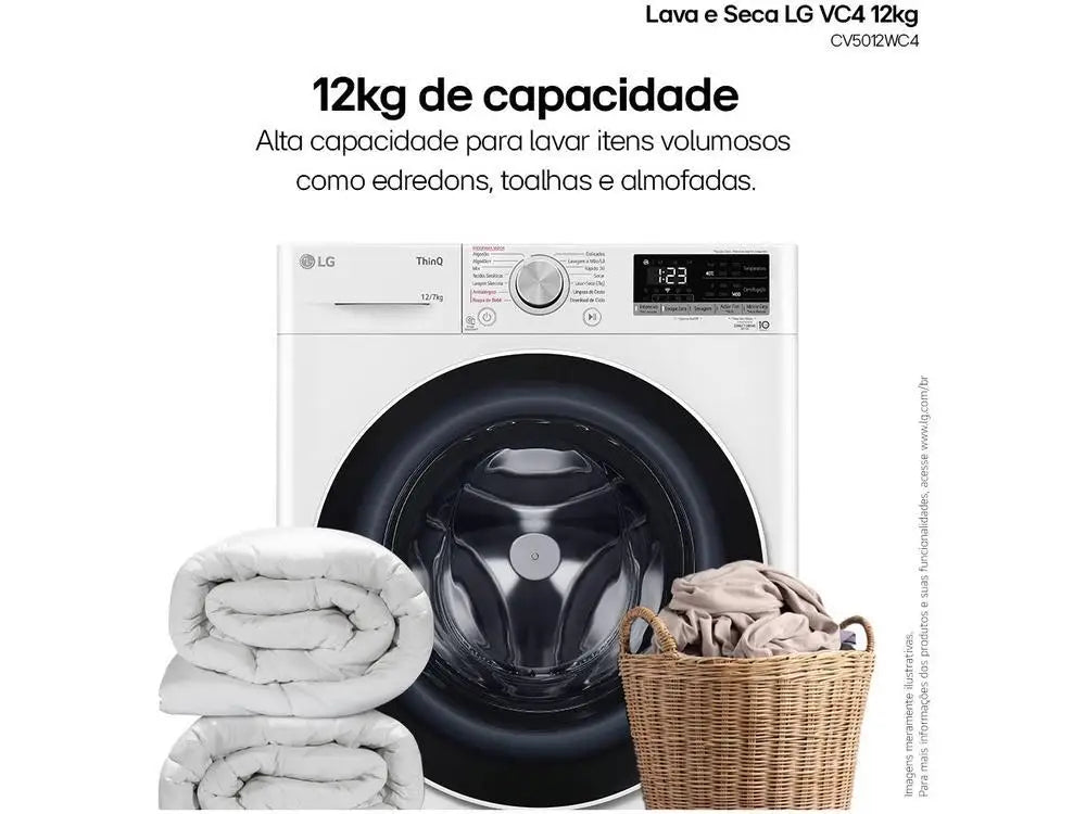 Laveuse et sécheuse LG Smart VC4 CV5012WC4 12 kg avec 220 V