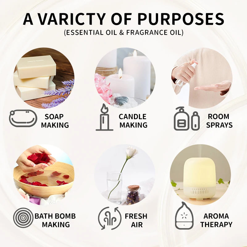 Aceite aromático de 10 ml para hacer velas de yeso, jabón, aromaterapia, 33 sabores, para difusor de spa, humidificador y sueño.