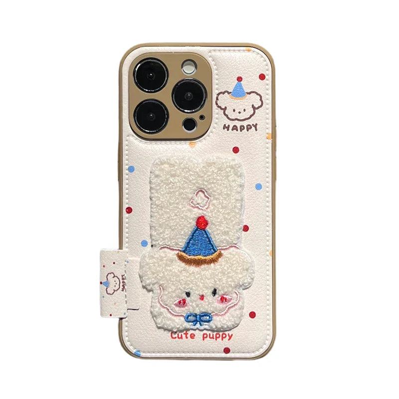 Cartoon Cute Towel Embroidered Dog Phone Case