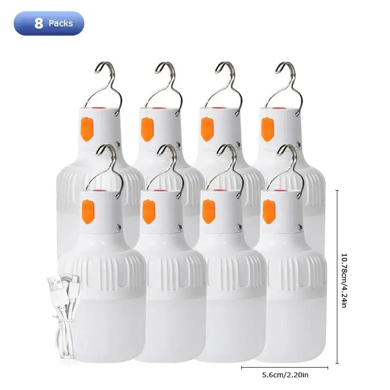 2pcs Rechargeable LED Indoor Outdoor Emergency Hookup Portable Lights with Battery Flashing Lights Barbecue Tent Camping Lights - Lootquake