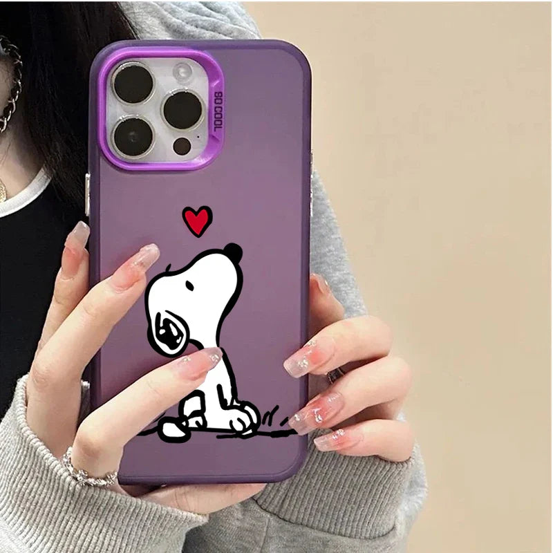 Preciosa funda de dibujos animados de Snoopy para iPhone