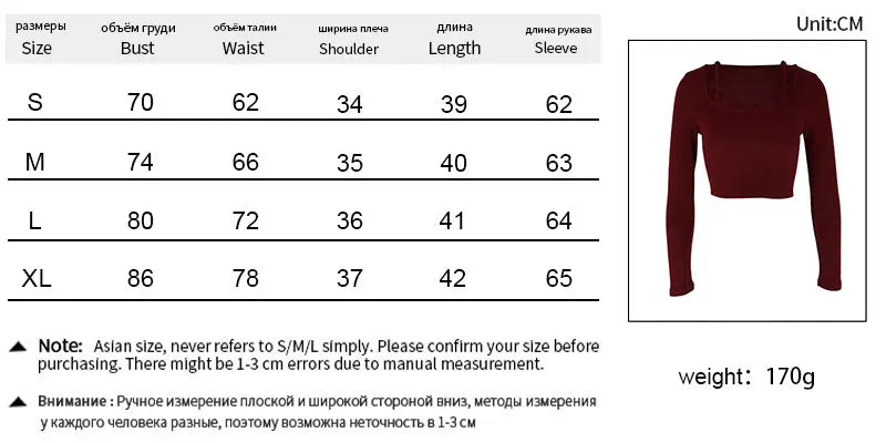 Women Sexy Wine Red T-shirt Sexy Hollow Out Low Chest Top New Streetwear Fashion Long Sleeves Casual Slim Lady Knitted Tees Top - Lootquake