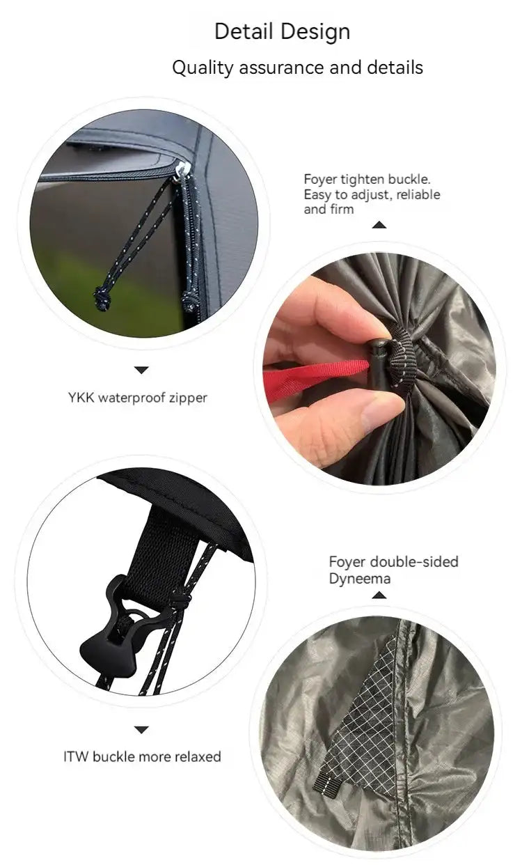 ASTA GEAR Yun Chuan double-sided silicon-coated double A pyramid 15D nylon rodless camping hiking outdoor tent - Lootquake