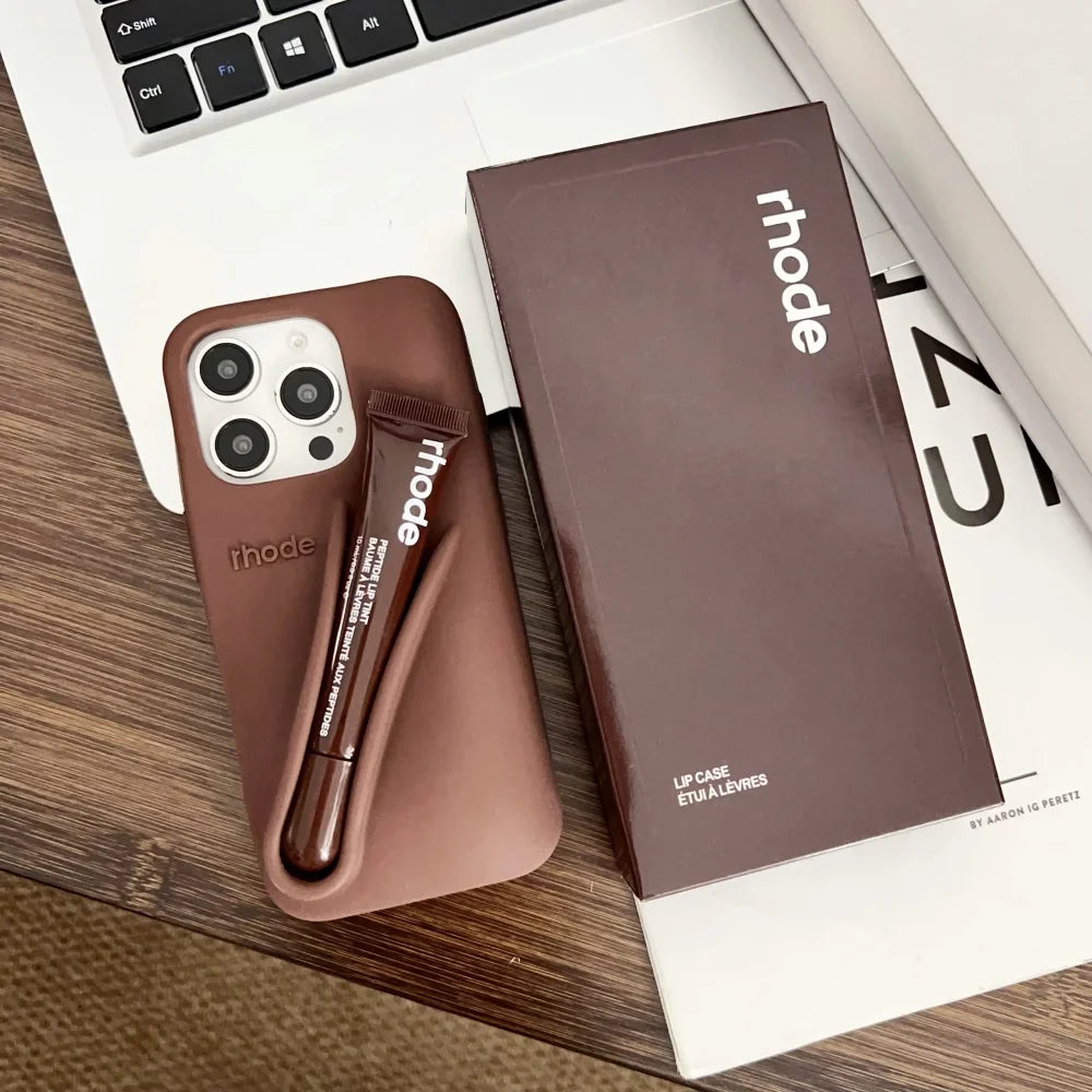 Funda para teléfono Rhode con diseño de labios, funda de silicona suave con caja