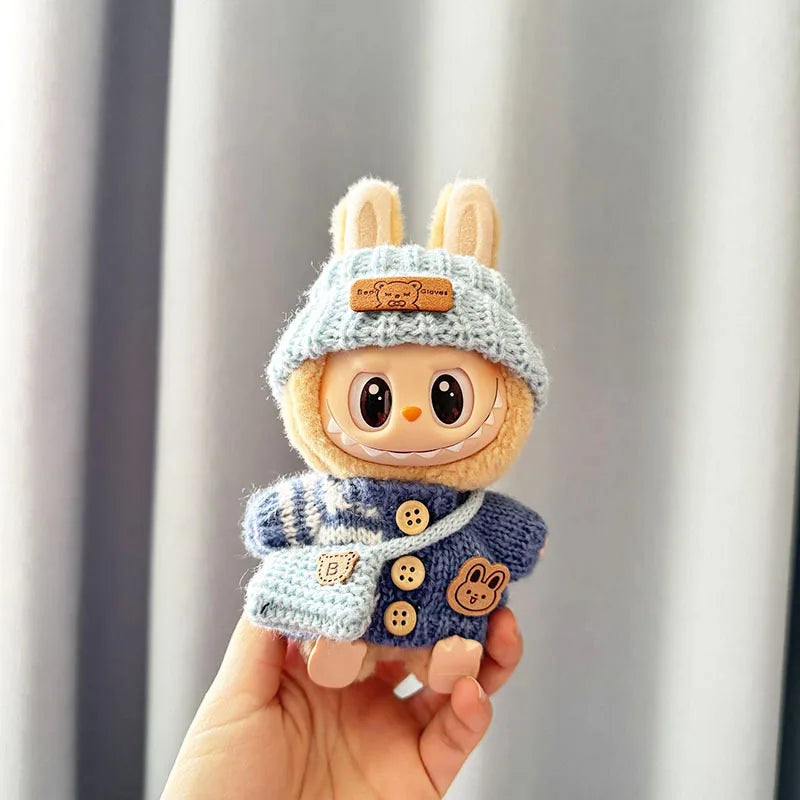 Labubu I II Sitting Party Clothing Idol Dolls Cute Mini Plush Doll'S Clothes Easter Colorful Bunny Sweater Labubu Accessories