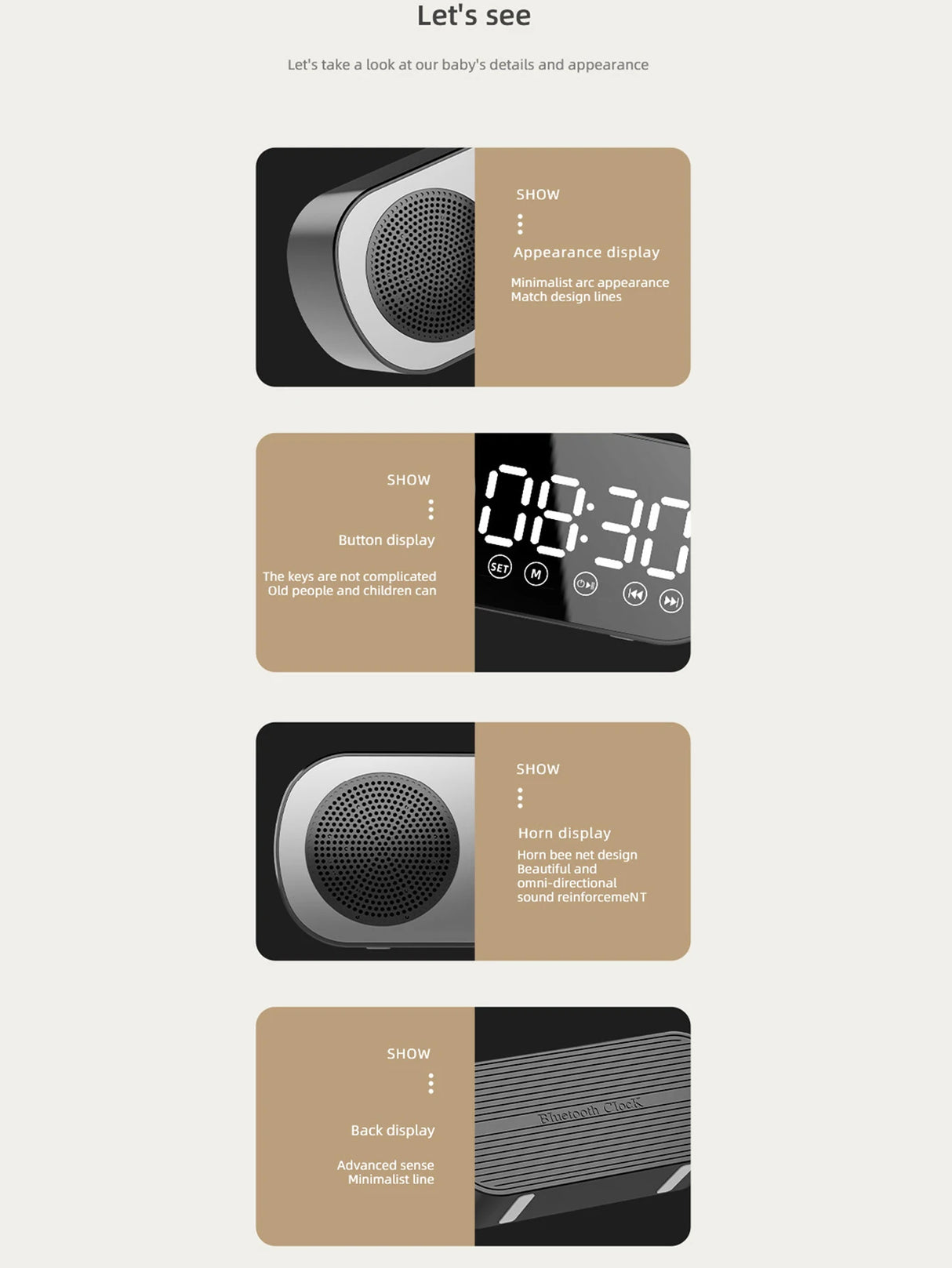 Enceinte Bluetooth sans fil, caisson de basses multifonction, mini réveil intelligent avec IA