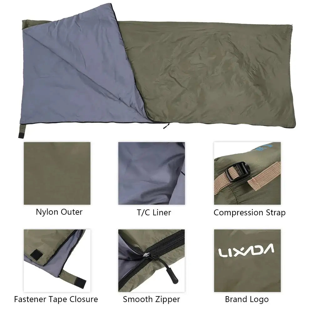 Lixada 190 * 75cm Outdoor Portable Envelope Sleeping Bag Camping Travel Hiking Multifunction Ultra-light 680g Backpacking - Lootquake