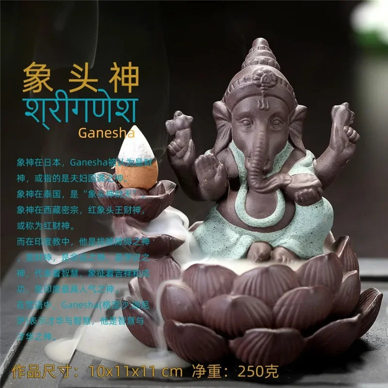 Escultura artesanal de arenisca, meditación sentada, estatua de Buda, escultura de elefante Ganesha, quemador de incienso, decoración Feng Shui,