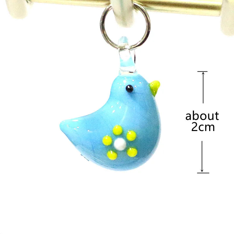 2pcs Cute Tiny Bird Charm Glass Pendant Kawaii Style Bird Mini Figurine Easter Ornament for Diy Women Jewelry Making Accessories - Lootquake