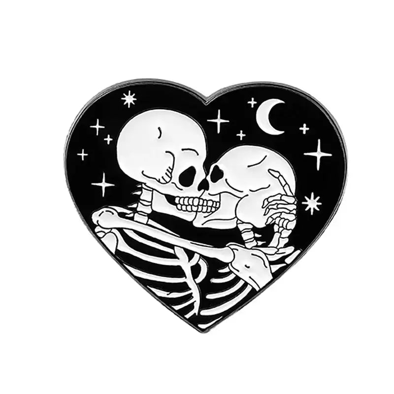 Punk Style Brooch Skull Rose Heart Brooch Halloween Cat Head Compass Wizard Hat Black Cat Alloy Brooches Enamel Badge Lapel Pins