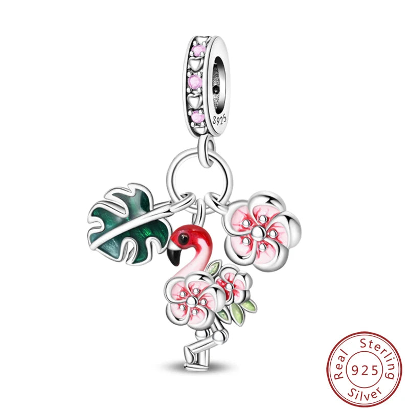 Ensemble de trois breloques en argent sterling S925, perles de 3 mm, motif princesse, golf, hamster, appareil photo, voyage, fabrication de bijoux fins