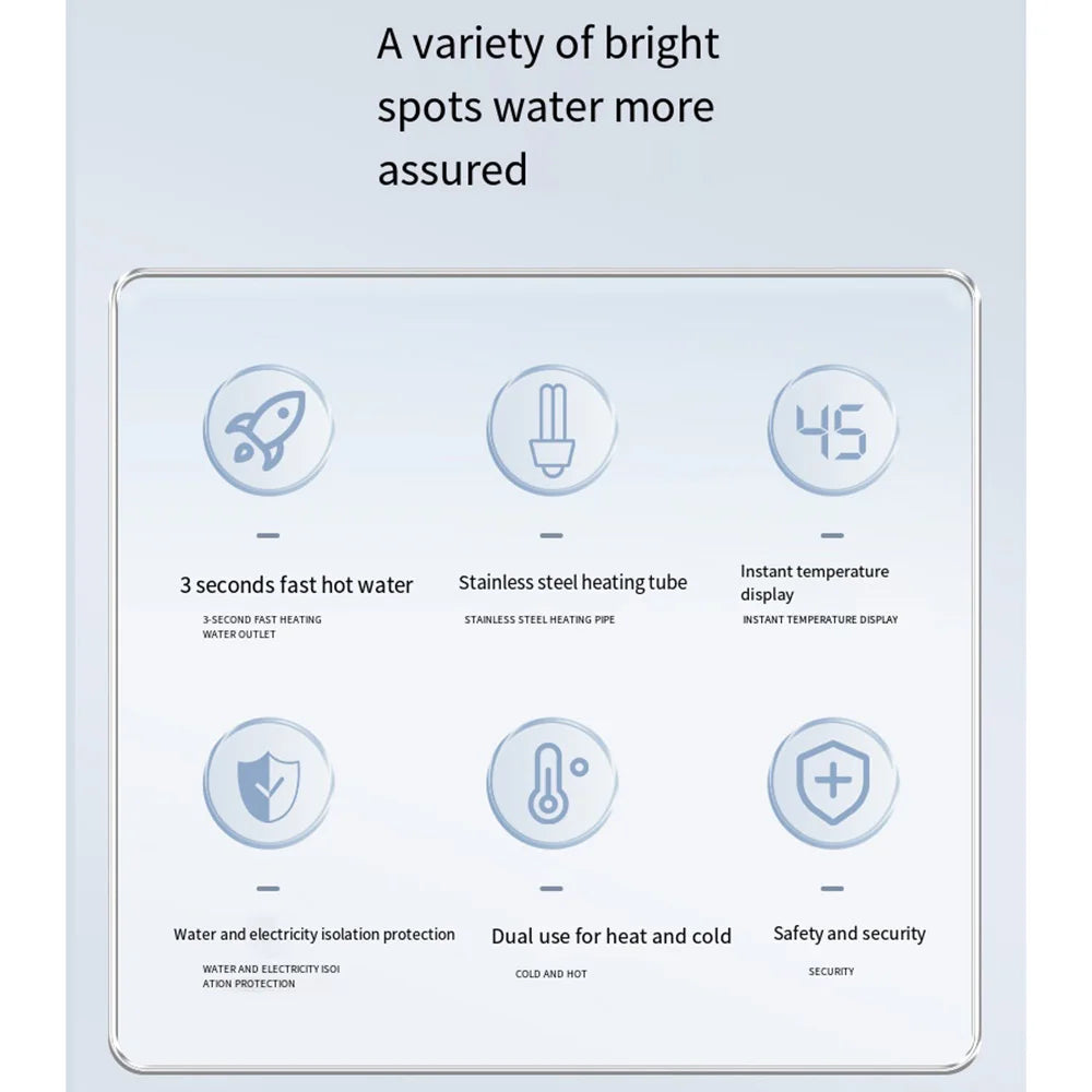 Chauffe-eau électrique instantané 3000 W, mini robinet de chauffage 220 V 110 V, affichage numérique, pour cuisine et salle de bain