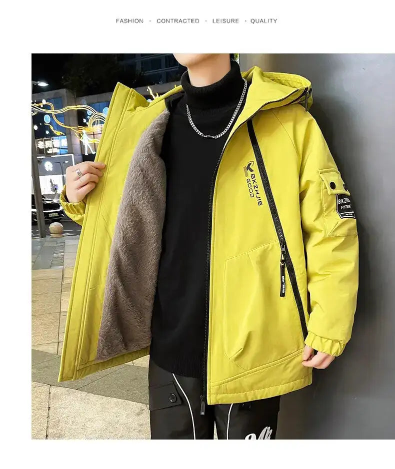 2023 Winter Thicken Fleece Hooded Jackets Mens Waterproof Warm Coats Windbreaker Outwear Males Outdoor - Lootquake