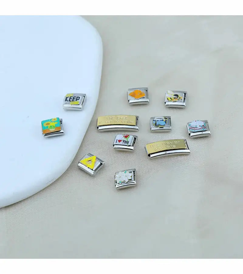 Hapiship 2023 Fashion Charm Italian Links Flower Flower Bee Tent Fit 9mm Bracelet Stainless Steel Making DIY Jewelry DJ661-C - Lootquake