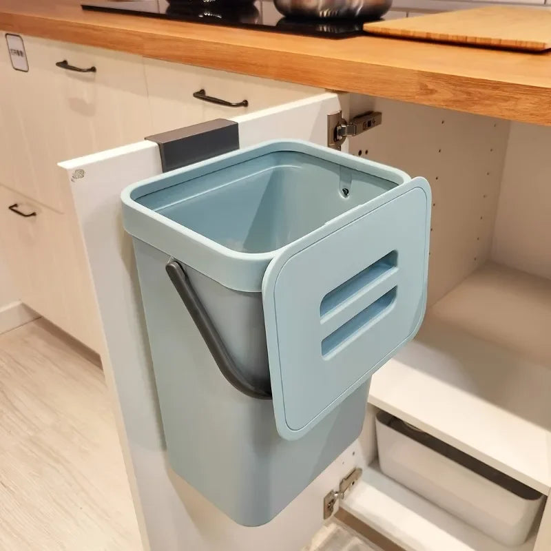 Food Waste Basket Bin for Kitchen, Small Countertop Compost Bin with Lid,Odor-Free Food Scrap Container,Wall Mounted Garbage Can
