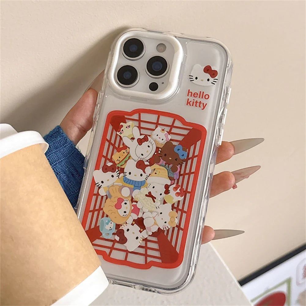 Funda para teléfono con diseño de Hello Kitty, diseño de gatos adorables, a prueba de golpes, color rosa transparente