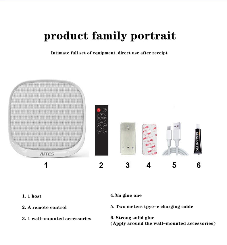 Enceinte Bluetooth sans fil murale, son surround 3D, radio FM multifonctionnelle, caisson de basses portable d'extérieur, longue durée de vie de la batterie