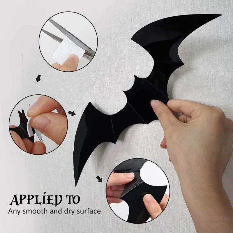 Halloween Decoration 3D Black PVC Bat Halloween Party DIY Decor Wall Sticker Bar Room Halloween Party Scary Decos Props