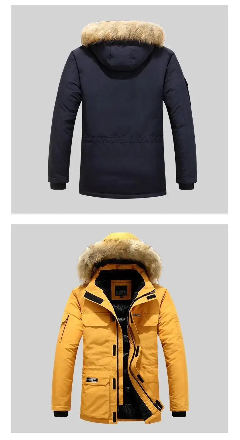 New Men Parkas Coat Windbreaker Big Pockets Wholesale Winter Parkas Men Thicken Coat Fur Hooded Jacket Overcoat Keep Warm Male - Lootquake