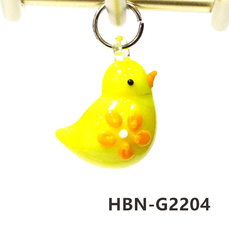 2pcs Cute Tiny Bird Charm Glass Pendant Kawaii Style Bird Mini Figurine Easter Ornament for Diy Women Jewelry Making Accessories - Lootquake