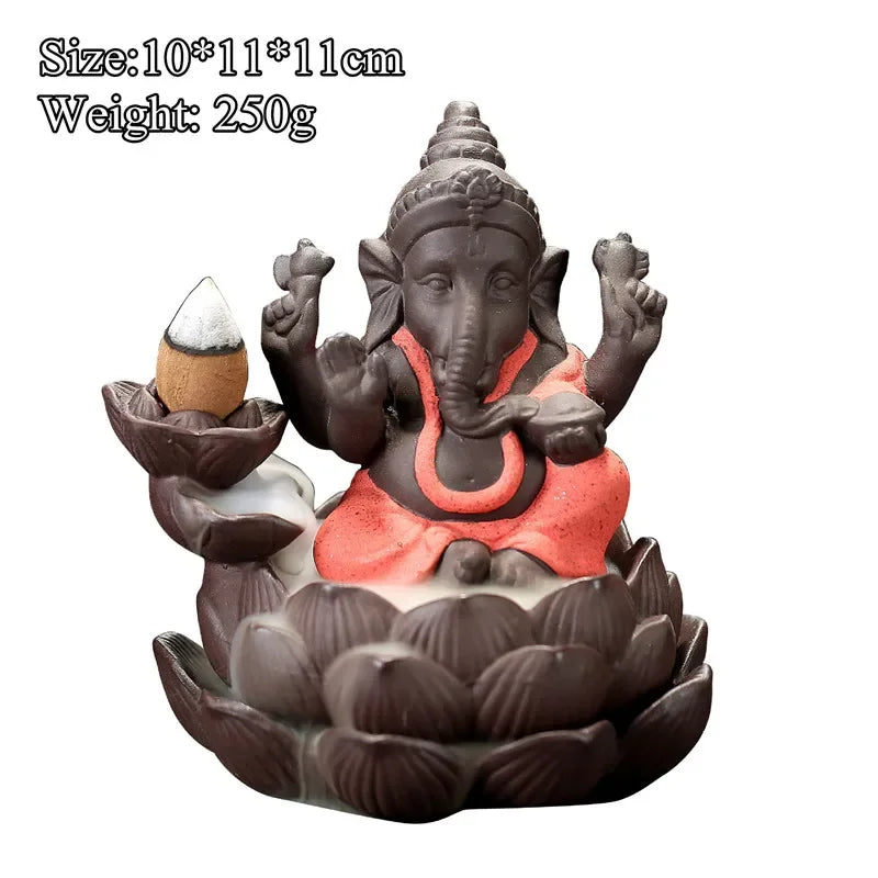 Escultura artesanal de arenisca, meditación sentada, estatua de Buda, escultura de elefante Ganesha, quemador de incienso, decoración Feng Shui,