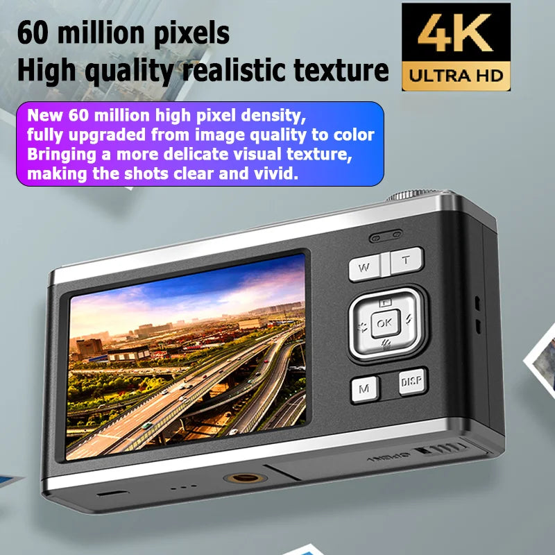 Appareil photo numérique double écran K23 0 Go-128 Go, objectif télescopique 4K, zoom optique 16x, étanche, selfie, beauté, maison