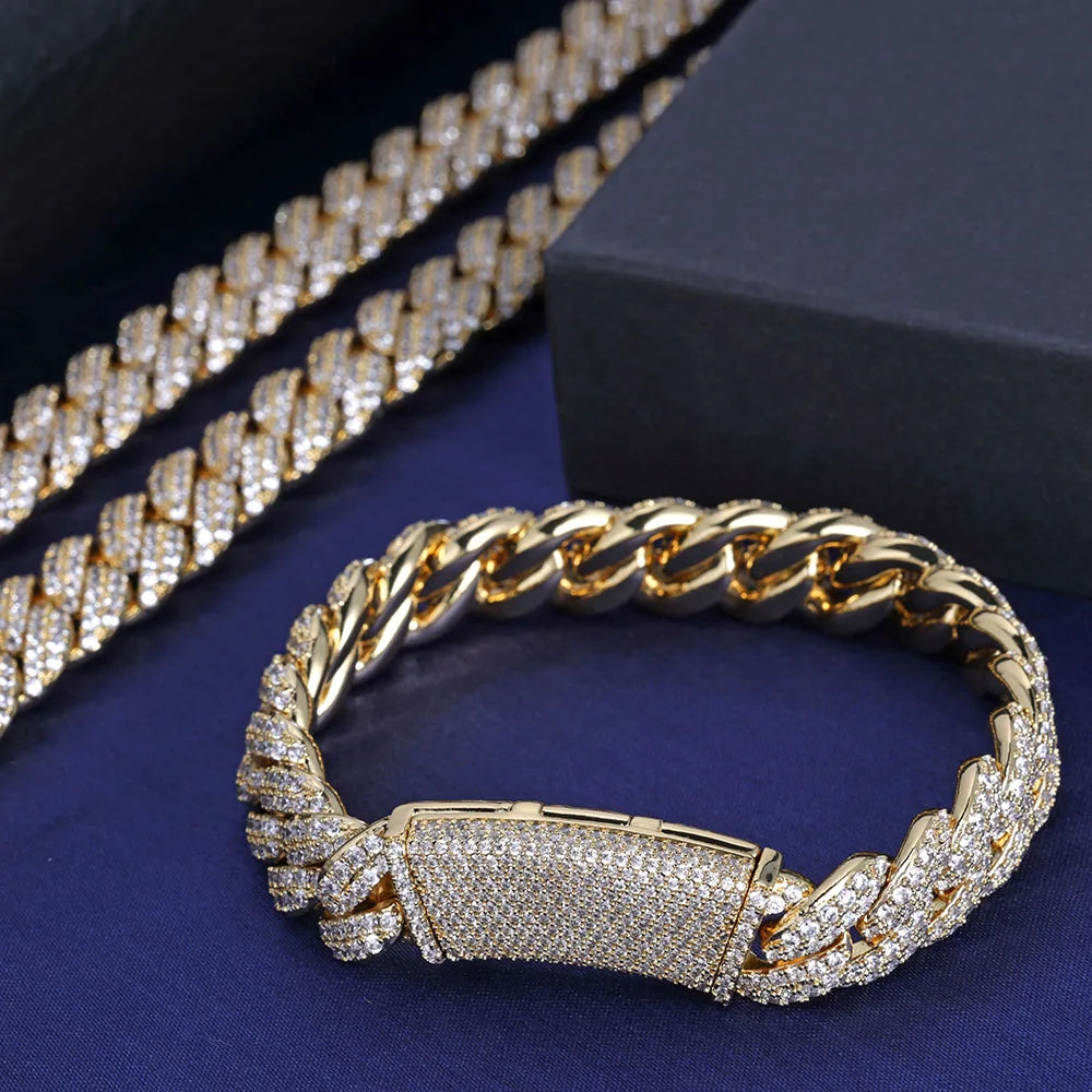 13mm Cuban Link Chain Necklaces Iced Out Miami Cuban Chain for Man Women Iced Out Shiny Inlaid Zircon Hip Hop Jewelry - Lootquake