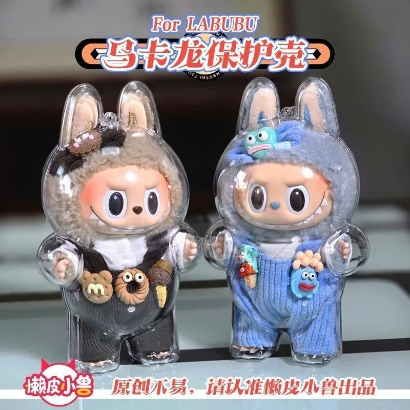 Coque de protection transparente LABUBU V1 V2, macaron debout, housse de protection anti-poussière, étui de protection pour poupée labubu