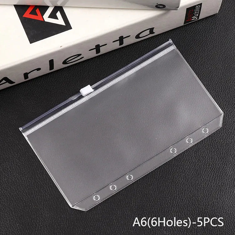 Bolsa de almacenamiento de PVC transparente con cremallera, antioxidante, mate, tamaño A5/A6, carpeta de información para guardar dinero, material escolar y de oficina, 5 unidades