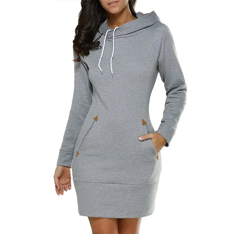 Women Winter Warm Hooded Pullover Sweatshirt Long Dress Sweatshirt Hoodies Women - Lootquake